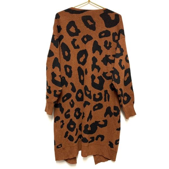 Goodnight Macaroon Reilly Leopard Print Open Cardigan Sweater Coat Duster OS - Picture 2 of 7